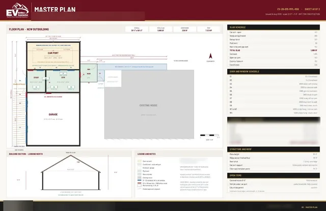A real EV concept page with the plan of an outbuilding, owner details blurred