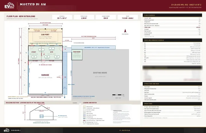 A real EV master plan sheet, with the customer details blurred